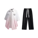 Set (White Pink Shirt + Black Jeans)  
Комплект (Белая Розовая Рубашка + Черные Джинсы)