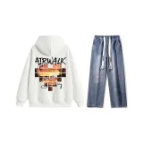 Комплект (Белый топ + Темно-синие джинсы)