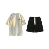 954 Абрикосный + черный (Комплект с коротким рукавом)