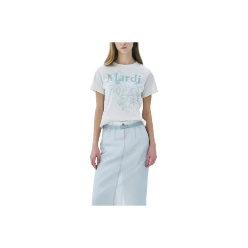 MARDI MERCREDI Three Flowers Collection T-Рубашка Женская Кремовый Моховый Зеленый Корейский стиль