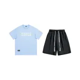 Комплект одежды (Синяя и белая рубашка с коротким рукавом с логотипом + черные шорты)