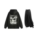 Комплект одежды (Черный топ + Черные повседневные штаны)