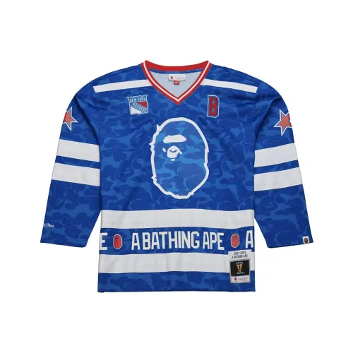 A BATHING APE Bape X Mitchell Ness FW23 Футбол Джерси Унисекс Синий