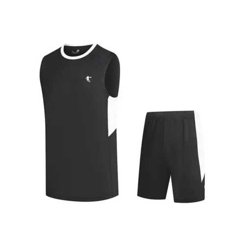 QIAODAN Баскетбольный костюм мужской черный Джордан белый