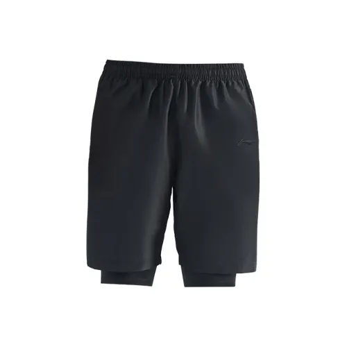 Шорты для спорта с подкладкой мужские черные