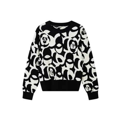Yu Qianwen Свитер Женский Абстрактный Цветочный