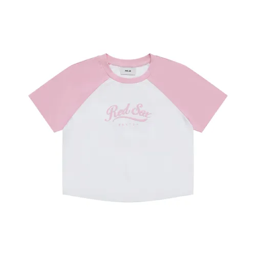 MLB Preppy Style Collection Boston Red Sox SS25 Реглан с коротким рукавом T-рубашка Женская Розовая