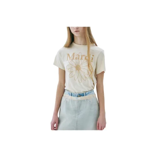 MARDI MERCREDI T-рубашка Женская Бежево-желтая Корейская мода