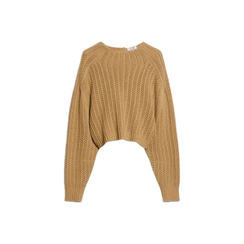 MaxMara Hodeida Коллекция Шерсть и Кашемир Укороченный JUMPER Свитер Женские CAMEL