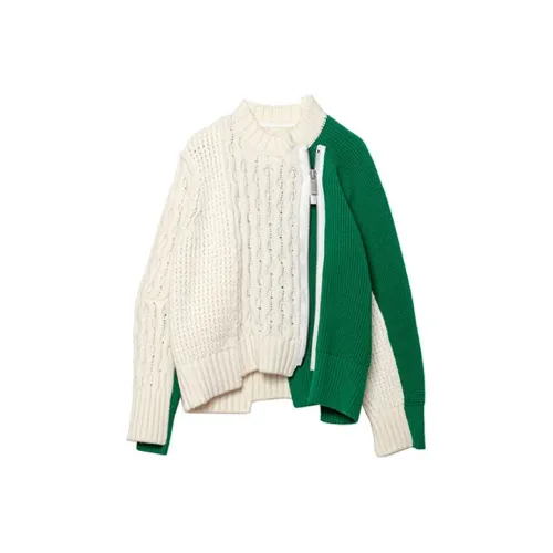 sacai Бело-зеленый Женские Свитеры