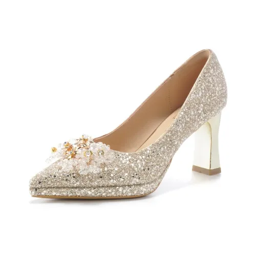 Lanza Грубый каблук Высокие каблуки Женские Шампанское