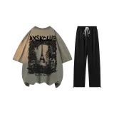 Комплект (тауповый топ+черные брюки)