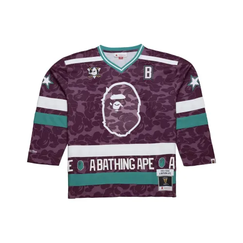 A BATHING APE X Mitchell Ness FW23 Футбол Джерси Унисекс Фиолетовый