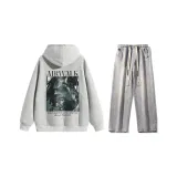 Комплект (Серый топ Photinia + Светло-синие джинсы)