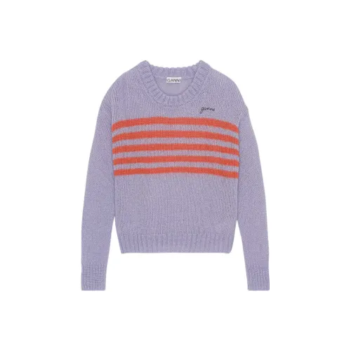 GANNI FW22 Свободный крой Свитер Женский Фиолетовый