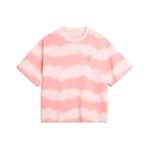 LINING Sports Life Collection Рукав с оборотом T-рубашка Women's Camellia Розовый Светлый Камелия Розовый С принтом по всей поверхности