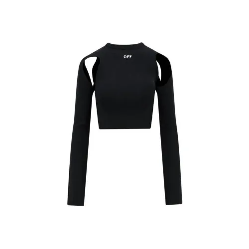 OFF Белый T-рубашка облегающий крой женский черный