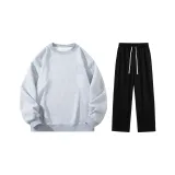 Флисовый комплект (Серый топ + Черные штаны с флисовой подкладкой)