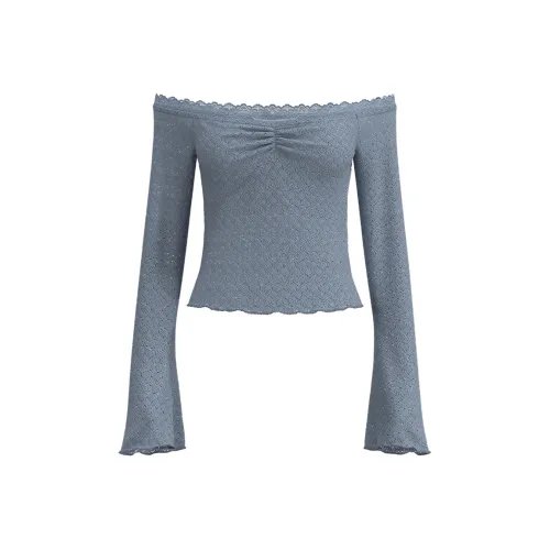 URBAN REVIVO T Рубашка Женская Фиолетовая Серый Синий