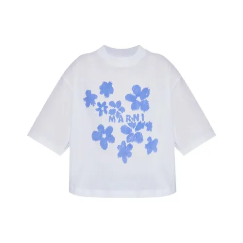 MARNI Т-рубашка с оборванным рукавом женская белая