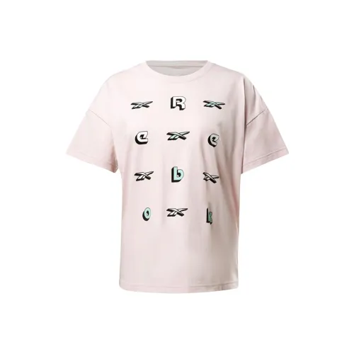 Reebok Т-рубашка Graphic Tee с логотипом женская розовая