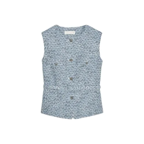 ZARA Майка Женская Белая Небесно-Голубая