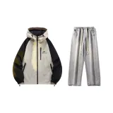 Комплект (Хаки топ + Светло-синие джинсы)