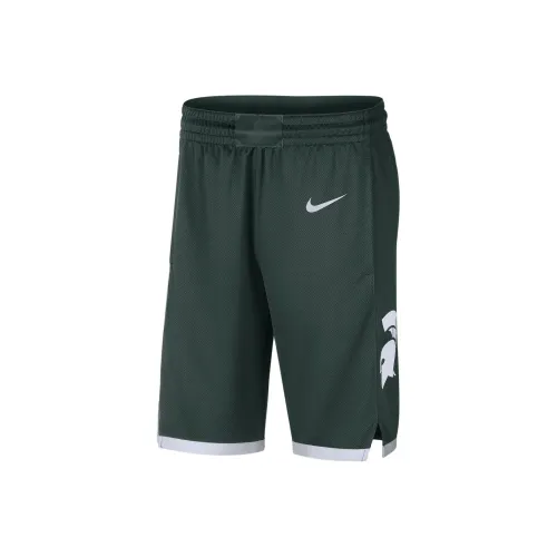Nike College Dri FIT Michigan State Баскетбольные шорты Мужские Профессиональные Зеленый Белый