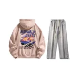 Комплект (Розовый топ + Светло-синие джинсы)