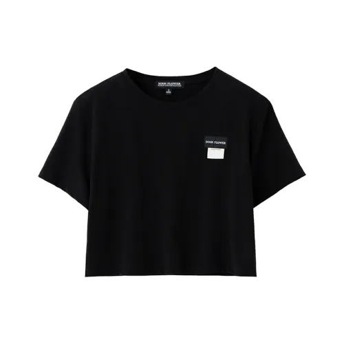 SOON FLOWER Лето CROP TOP Женские Черный