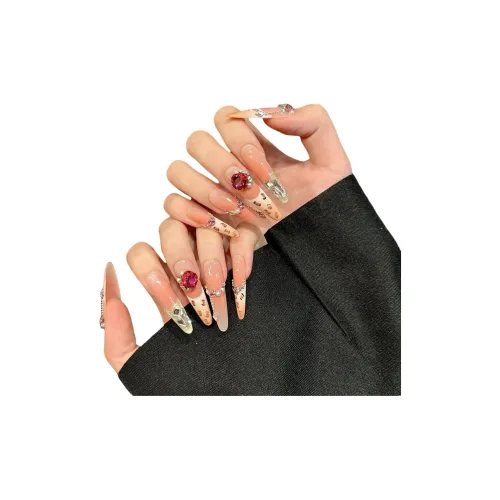 XIAMEIYU Sweetheart Леопардовый принт Сладкий стиль False Nail Заостренный тип Розовый Jump Цвет Coquette