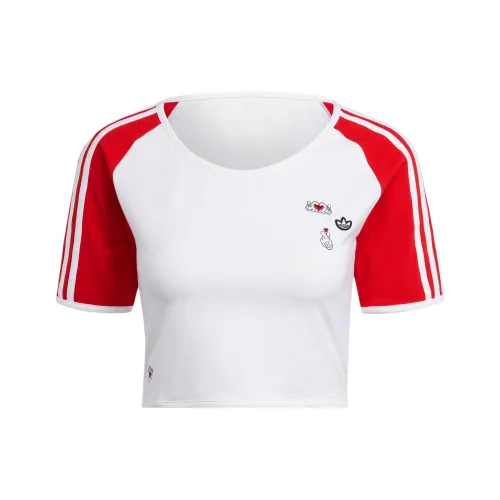 Adidas Originals x Mickey Mouse SS24 Рукав реглан T-рубашка Женская Белая