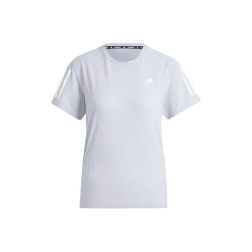 Adidas Рукав с спущенным плечом T-рубашка Женская Светло-синяя