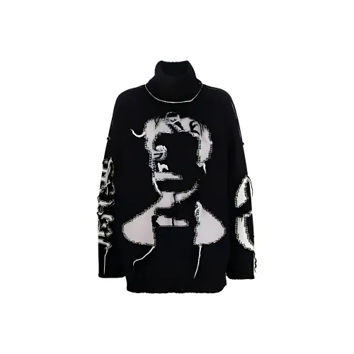 MM6 MAISON MARGIELA FW21 Свободный крой Свитер Женский Черный