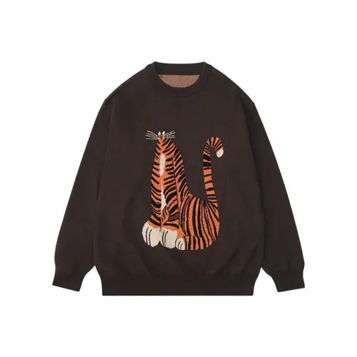 NSSLABORATORY Свободный крой Свитер Унисекс Темно-кофейный