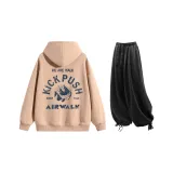 Комплект (Розовый топ + Черные повседневные штаны)