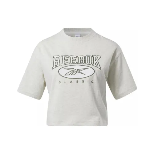 Reebok CL Ae Big Logo Crop Tee T-Shirt Женская Светло-Серый