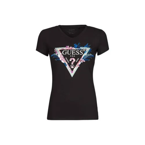 GUESS Т-рубашка с оборванным рукавом женская черная