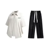 Комплект (Абрикосовая рубашка + черные джинсы)