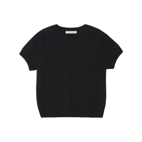 NOTHING WRITTEN Puno Короткий рукав Вязаный свитер Женский Черный Черный