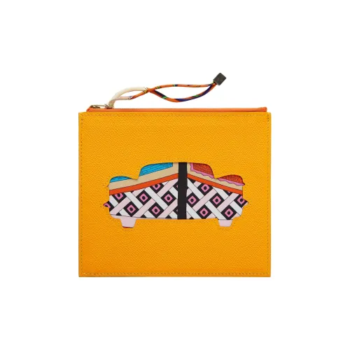 HERMES Клатч из коровьей кожи женский оранжевый