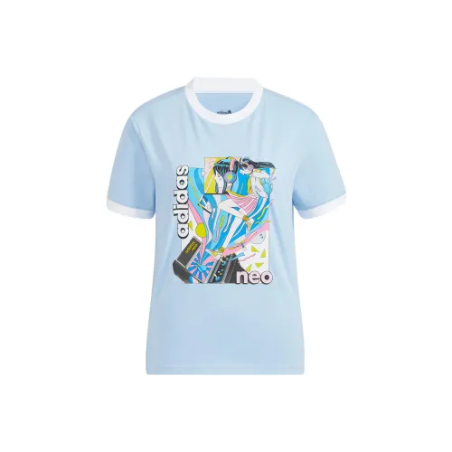 Adidas Neo T Shirt Женская Синяя