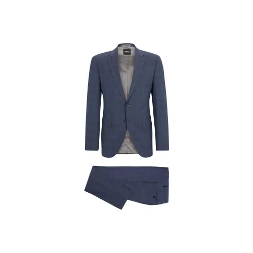 Hugo Boss Обычный крой костюм в клетку эластичный новая шерсть бизнес-костюм мужской темно-синий