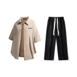 Комплект одежды (Хаки рубашка + черные джинсы)