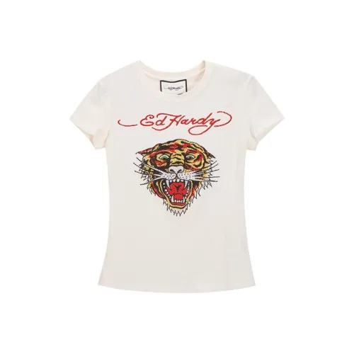 Ed Hardy Слоновая кость Женские Футболки