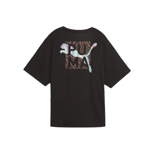 PUMA Т-рубашка с оборванным плечом женская черная