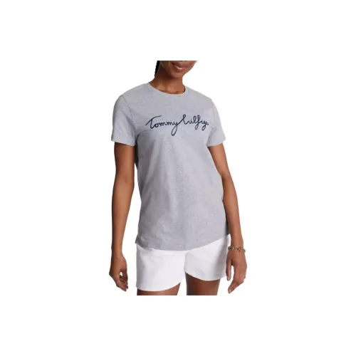 Tommy Hilfiger Фирменный Crewneck T Рубашка T Рубашки Поло GREY Heather T Рубашка Женская Серый