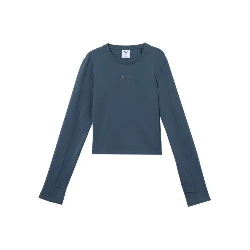 Puma Dare TO Рукав с оборванным плечом T-рубашка Женская Полночный синий