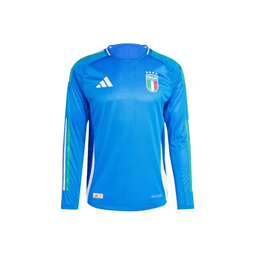 Adidas Italy 24 Long Sleeve Дом Аутентичный Джерси Футбол Джерси Итальянский Версия Дом Мужской Синий
