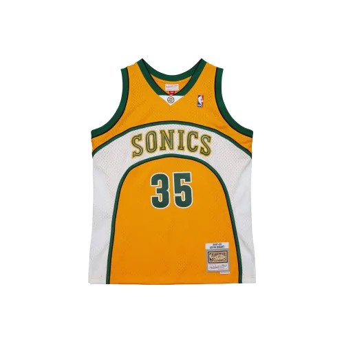 MITCHELL NESS Баскетбольная Джерси SW Фанатская версия Durant Новые звезды Season SuperSonics Команда Цвет KD Мужской Желтый